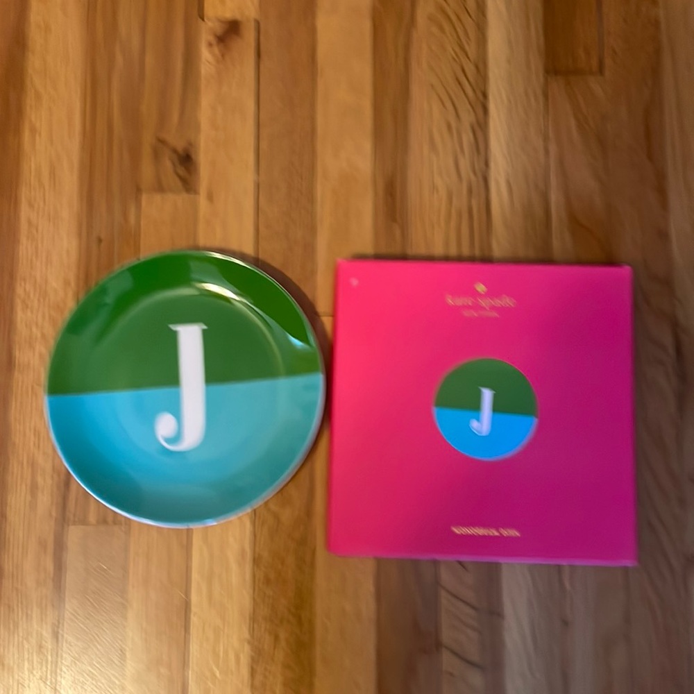Kate Spade Lenox J monogram dish. 6.75 inches. NEW in box!